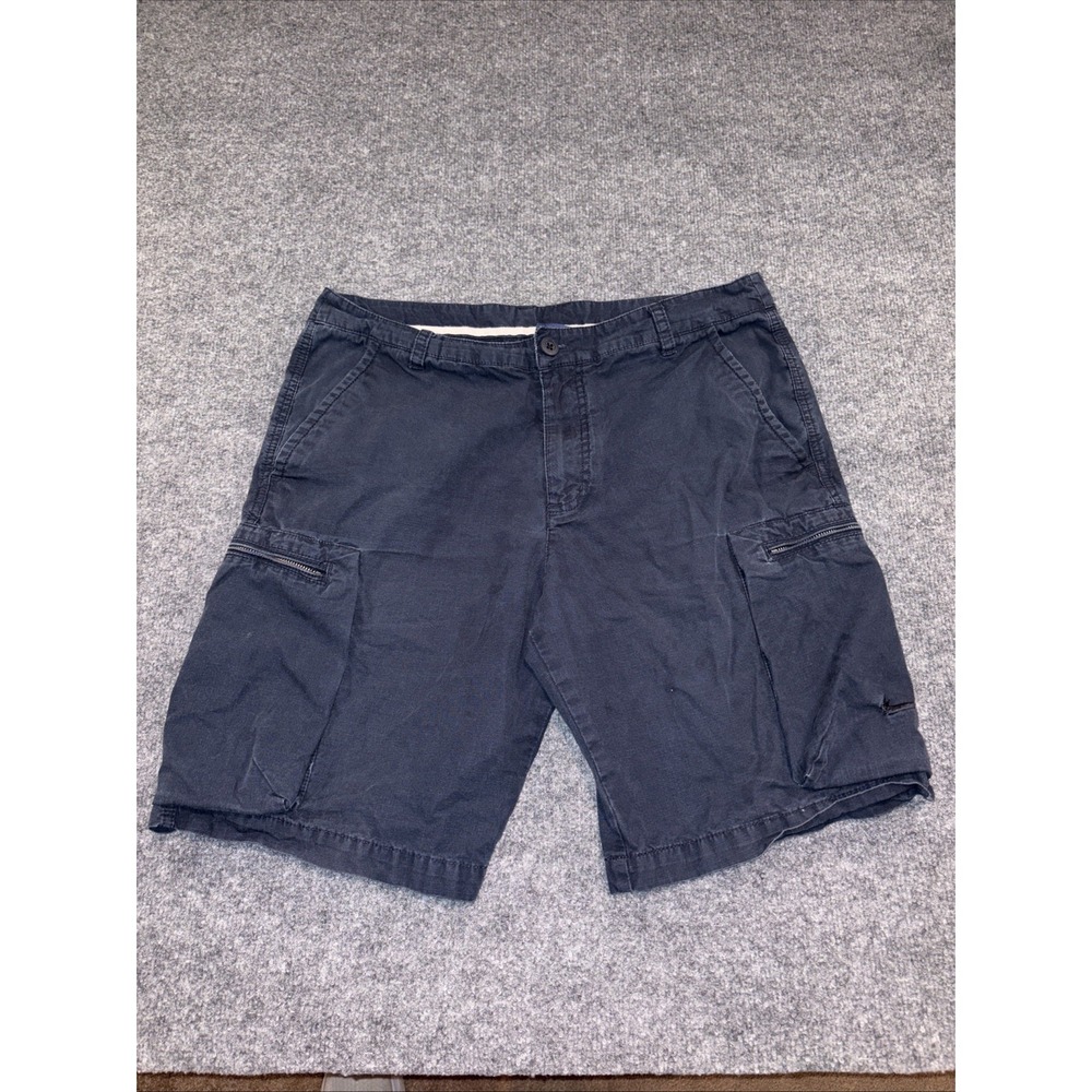 Vintage Nike Cargo Shorts Mens 34 Blue Ripstop Swoosh Baggy Grunge Hip Hop Y2K